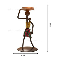 Castiçal Escultura Africana Vintage Em Forma De Menina Para Decoração