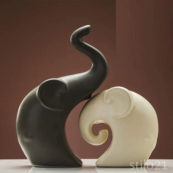 Escultura Elephant Family Exclusiva em Cerâmica - [Frete Grátis]