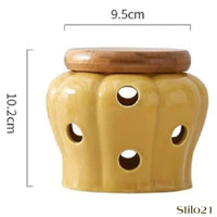 Pote de Alho em Cerâmica Respirável com Tampa de Bambu - Frete Grátis