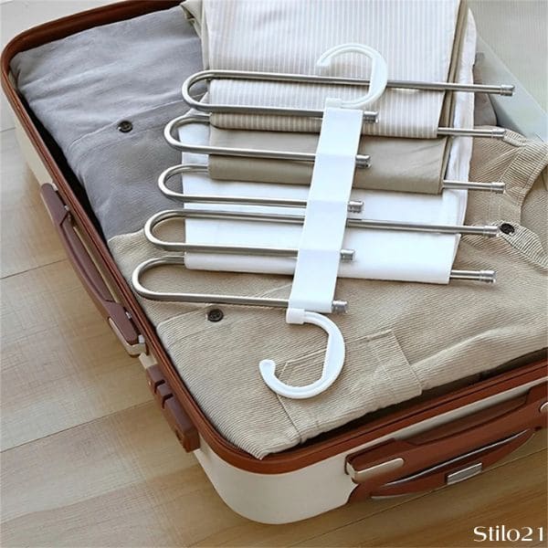 Kit 3 Cabides 5 em 1 Retrátil Multifuncional para Calças em Aço Inox  Frete Grátis