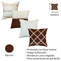 Kit c/ 04 Capas de Almofada de Luxo Linho Boho Chic Exclusivo