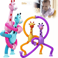 Kit com 4  Giraesticas - Girafas Divertidas e Coloridas com Ventosas