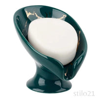 Saboneteira de Cerâmica Auto Drenagem – Design Folha de Lótus [Frete Grátis]