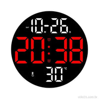 Relógio De Parede Digital LED Circular Tela Grande Controle Remoto