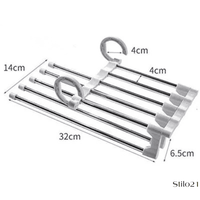 Kit 3 Cabides 5 em 1 Retrátil Multifuncional para Calças em Aço Inox  Frete Grátis