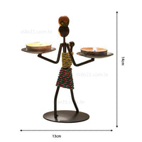 Castiçal Escultura Africana Vintage Em Forma De Menina Para Decoração