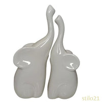 Dupla de Elefantes Decorativos em Cerâmica Moderna - [Frete Grátis]