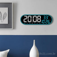 Relógio Parede Digital LED Tela Grande Com Bordas Iluminadas