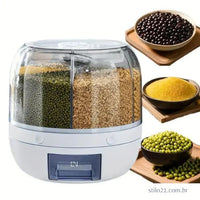 Dispenser Organizador Giratório Alimentos Grãos e Cereais Giratório Com 6 Divisões