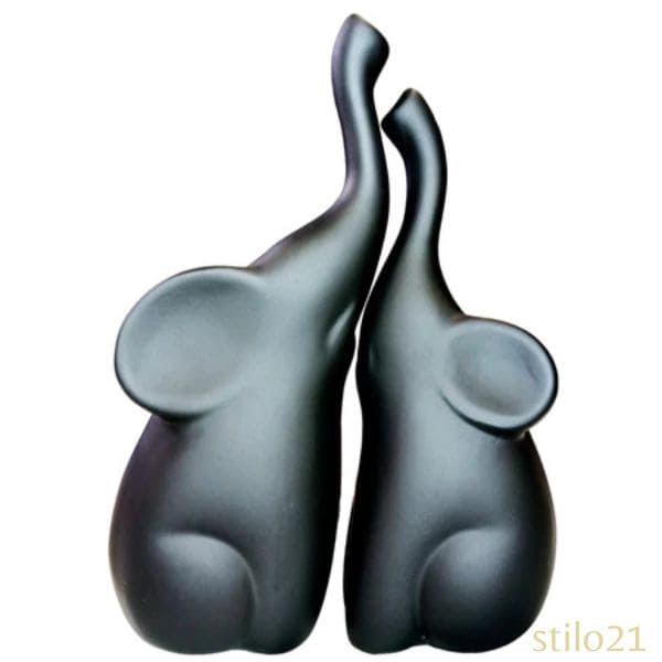 Dupla de Elefantes Decorativos em Cerâmica Moderna - [Frete Grátis]