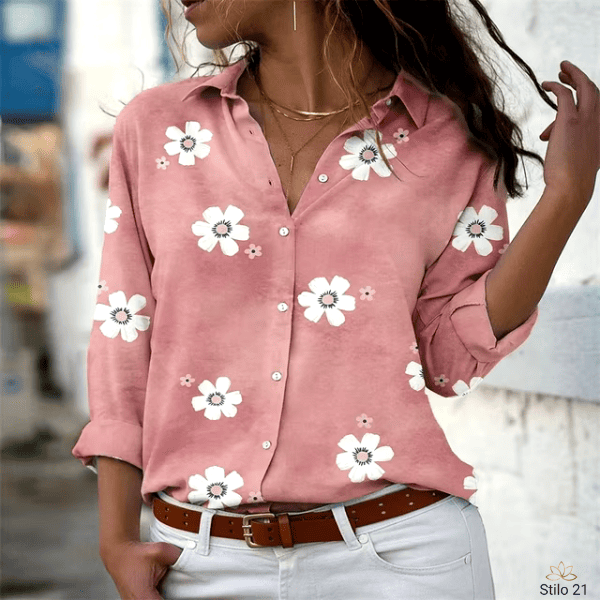 Camisa feminina Elegante, Camisa casual da moda, Blusa feminina de Manga Comprida Solta- Rizzys™