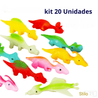 Kit de Estilingue de Dedo Dinossauro Dino Sticker que Gruda na Parede