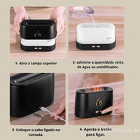 Umidificador Ar Flame Difusor Aromatizador Óleos Essenciais
