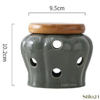 Pote de Alho em Cerâmica Respirável com Tampa de Bambu - Frete Grátis