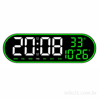 Relógio Parede Digital LED Tela Grande Com Bordas Iluminadas