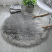 Tapete Em Pelúcia Redondo Macio com Pelo Alto