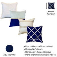 Kit c/ 04 Capas de Almofada de Luxo Linho Boho Chic Exclusivo