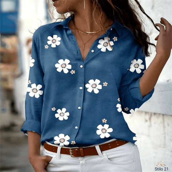 Camisa feminina Elegante, Camisa casual da moda, Blusa feminina de Manga Comprida Solta- Rizzys™