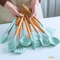 Kit 12 Peças de Talheres em Silicone Utensílios Premium  [Frete Grátis]