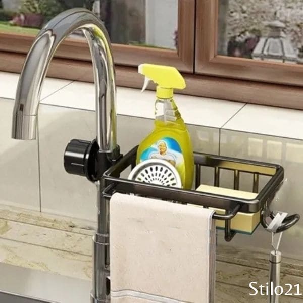 Suporte Organizador Prateleira Ajustável de Torneira Para Cozinha