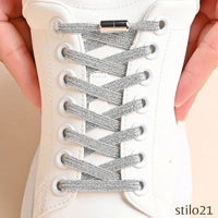 Cadarços Elásticos Adulto Infantil Para Tênis Sem Nós com Fivelas de Pérola