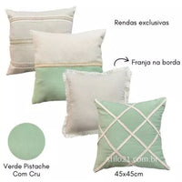 Kit c/ 04 Capas de Almofada de Luxo Linho Boho Chic Exclusivo