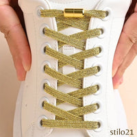 Cadarços Elásticos Adulto Infantil Para Tênis Sem Nós com Fivelas de Pérola