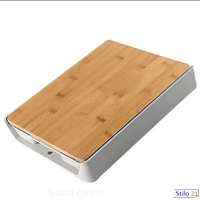 Tábua De Corte Em Bambu Com Bandeja