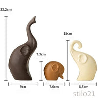 Escultura Elephant Family Exclusiva em Cerâmica - [Frete Grátis]