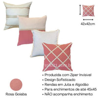 Kit c/ 04 Capas de Almofada de Luxo Linho Boho Chic Exclusivo