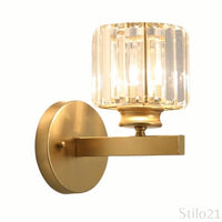 Luminária Arandela de Luxo em Metal e Cristal Transparente