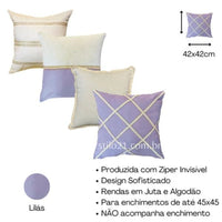 Kit c/ 04 Capas de Almofada de Luxo Linho Boho Chic Exclusivo