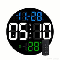 Relógio De Parede Digital LED Circular Tela Grande Controle Remoto