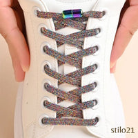 Cadarços Elásticos Adulto Infantil Para Tênis Sem Nós com Fivelas de Pérola