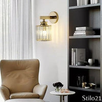 Luminária Arandela de Luxo em Metal e Cristal Transparente