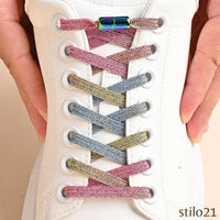 Cadarços Elásticos Adulto Infantil Para Tênis Sem Nós com Fivelas de Pérola