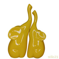 Dupla de Elefantes Decorativos em Cerâmica Moderna - [Frete Grátis]