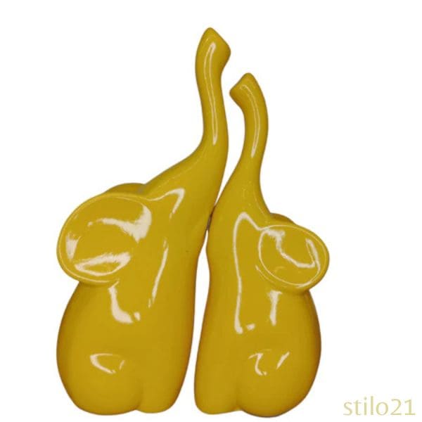 Dupla de Elefantes Decorativos em Cerâmica Moderna - [Frete Grátis]