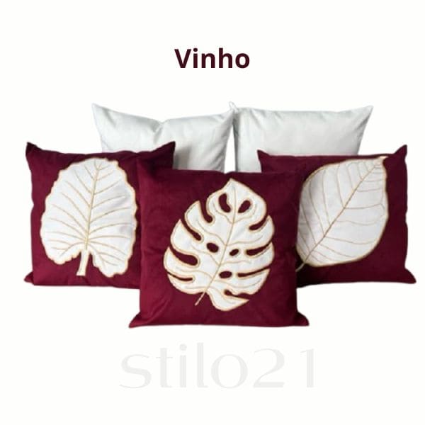 Capa de Almofada Bordada Tecido Suede Moderna -Frete GRÁTIS