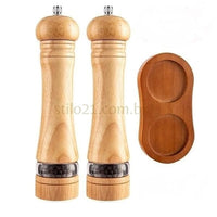 Moedor de Pimenta e Sal Manual Grande de Madeira Natural Pura e Acrílico Transparente