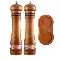 Moedor de Pimenta e Sal Manual Grande de Madeira Natural Pura e Acrílico Transparente