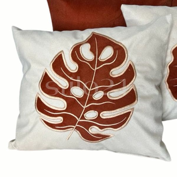 Capa de Almofada Bordada Tecido Suede Moderna -Frete GRÁTIS