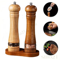 Moedor de Pimenta e Sal Manual Grande de Madeira Natural Pura e Acrílico Transparente