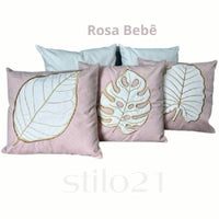Capa de Almofada Bordada Tecido Suede Moderna -Frete GRÁTIS