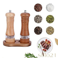 Moedor de Pimenta e Sal Manual Grande de Madeira Natural Pura e Acrílico Transparente