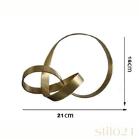 Escultura Laço Nó Infinity Entrelaçados Arte Moderna em Metal Dourado