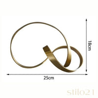 Escultura Laço Nó Infinity Entrelaçados Arte Moderna em Metal Dourado