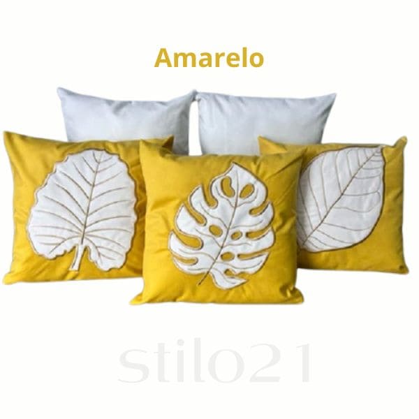 Capa de Almofada Bordada Tecido Suede Moderna -Frete GRÁTIS