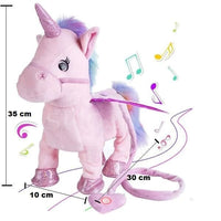 Brinquedos Unicórnio Anda e Canta de Pelúcia com Coleira
