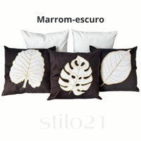 Capa de Almofada Bordada Tecido Suede Moderna -Frete GRÁTIS
